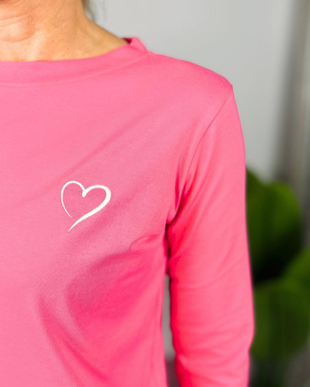 Herzlein® Longsleeve-Shirt mit Herzchen in Pink