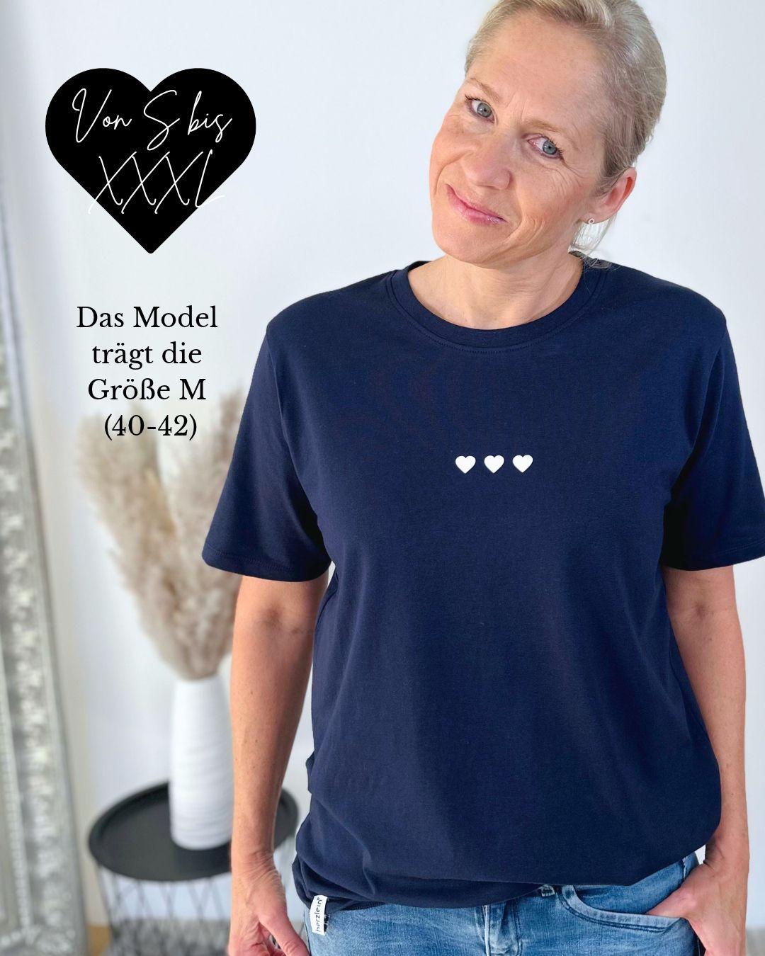 Herzlein® T-Shirt Essentials - "3 Herzchen" in Navy