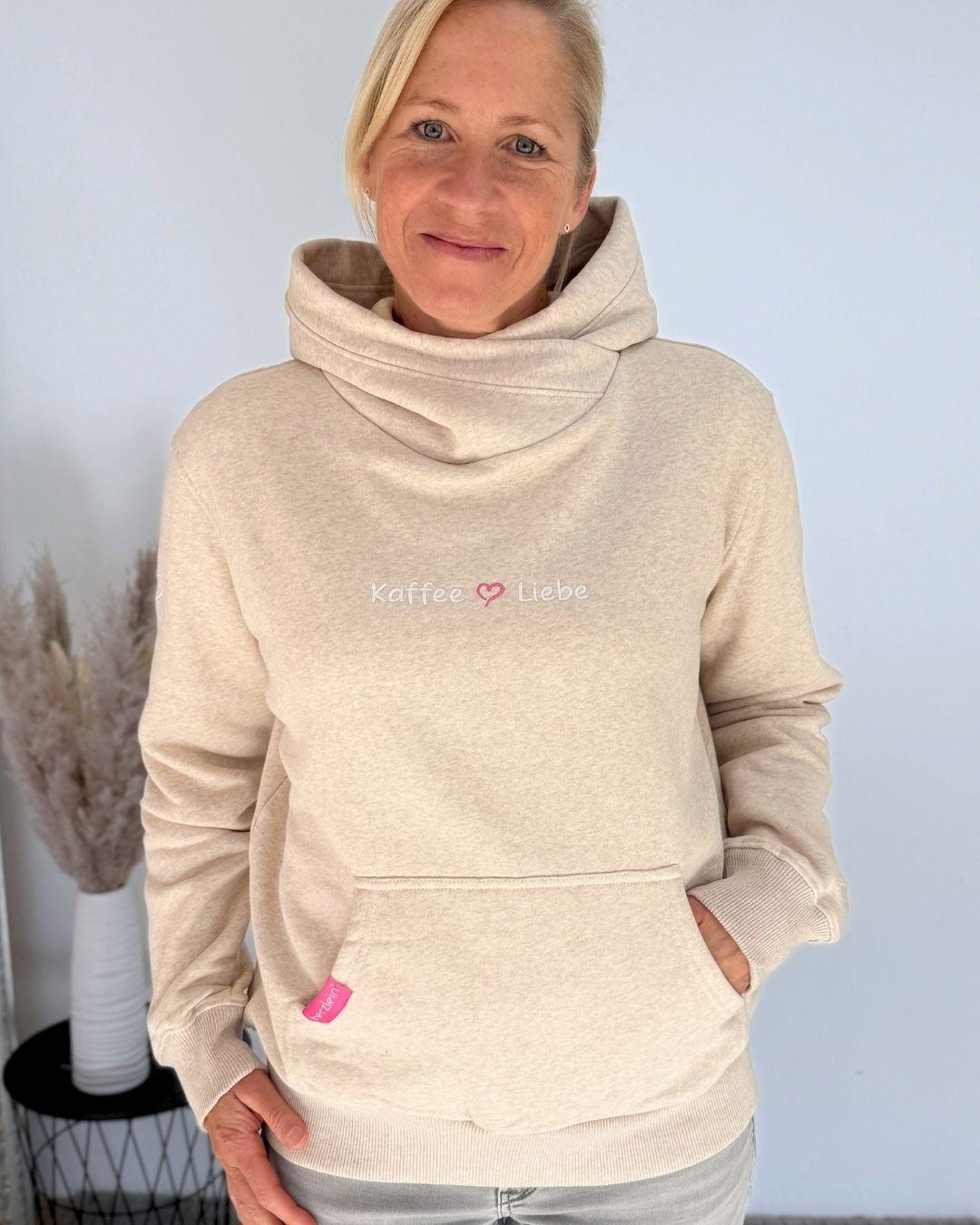 Herzlein® Hoodie "Kaffeeliebe" in Beige meliert
