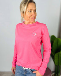 Herzlein® Longsleeve-Shirt mit Herzchen in Pink