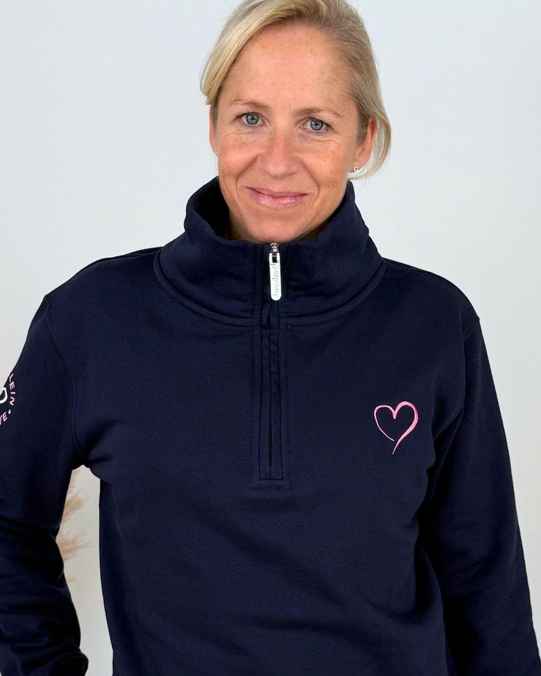 Herzlein® Sweatshirt mit Reißverschluss in Navy