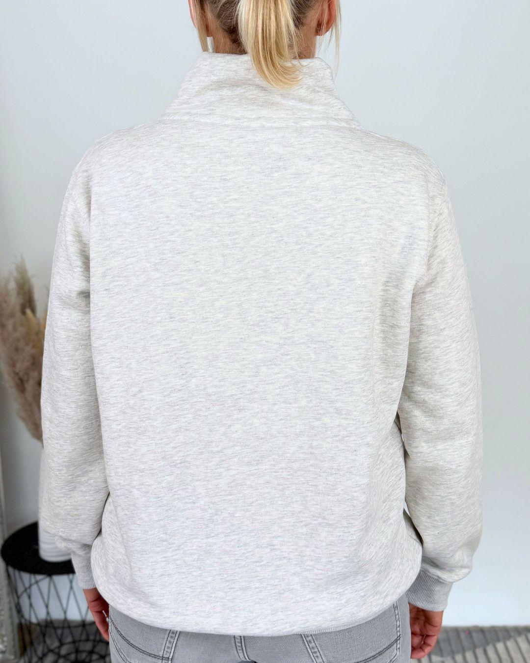 Herzlein® Sweatshirt mit Reißverschluss in Grau Meliert