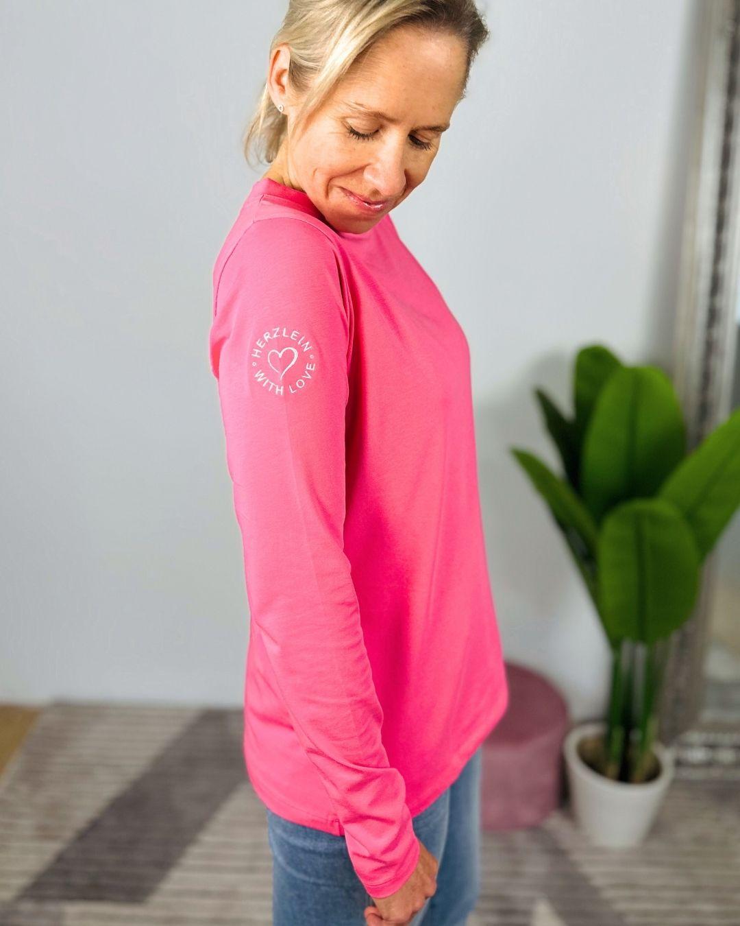 Herzlein® Longsleeve-Shirt mit Herzchen in Pink