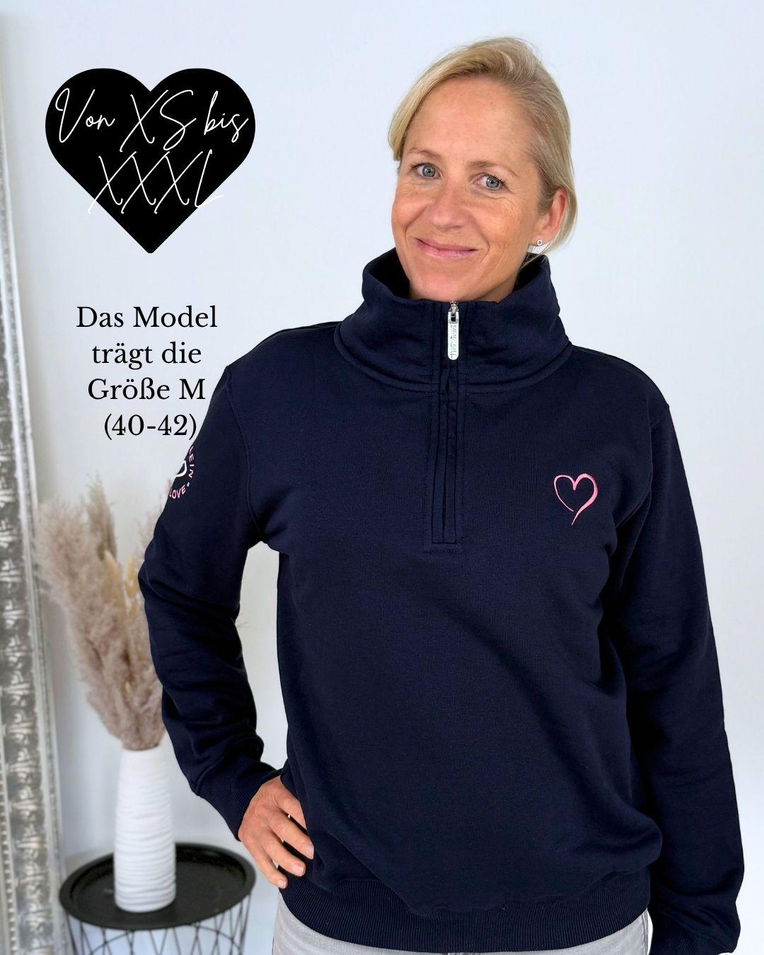 Herzlein® Sweatshirt mit Reißverschluss in Navy
