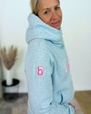 Herzlein® Hoodie "Vintage" in Hellblau meliert