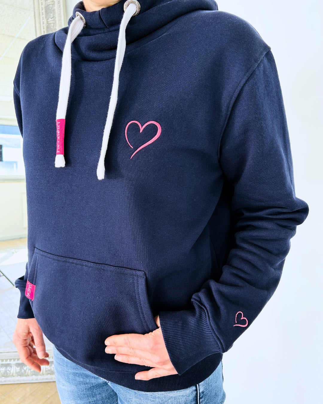 Herzlein® Cosy Hoodie "Herzchen" in Navy Blau