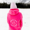 Herzlein® Hoodie für Damen Damenhoodie Kapuzenpullover aus Baumwolle in Pink mit Stick "Bergliebe"