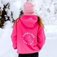 Herzlein® Hoodie für Damen Damenhoodie Kapuzenpullover aus Baumwolle in Pink mit Stick "Bergliebe"