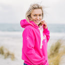 Herzlein® Hoodie für Damen Damenhoodie Kapuzenpullover aus Baumwolle in Pink mit Stick "Dorfliebe"