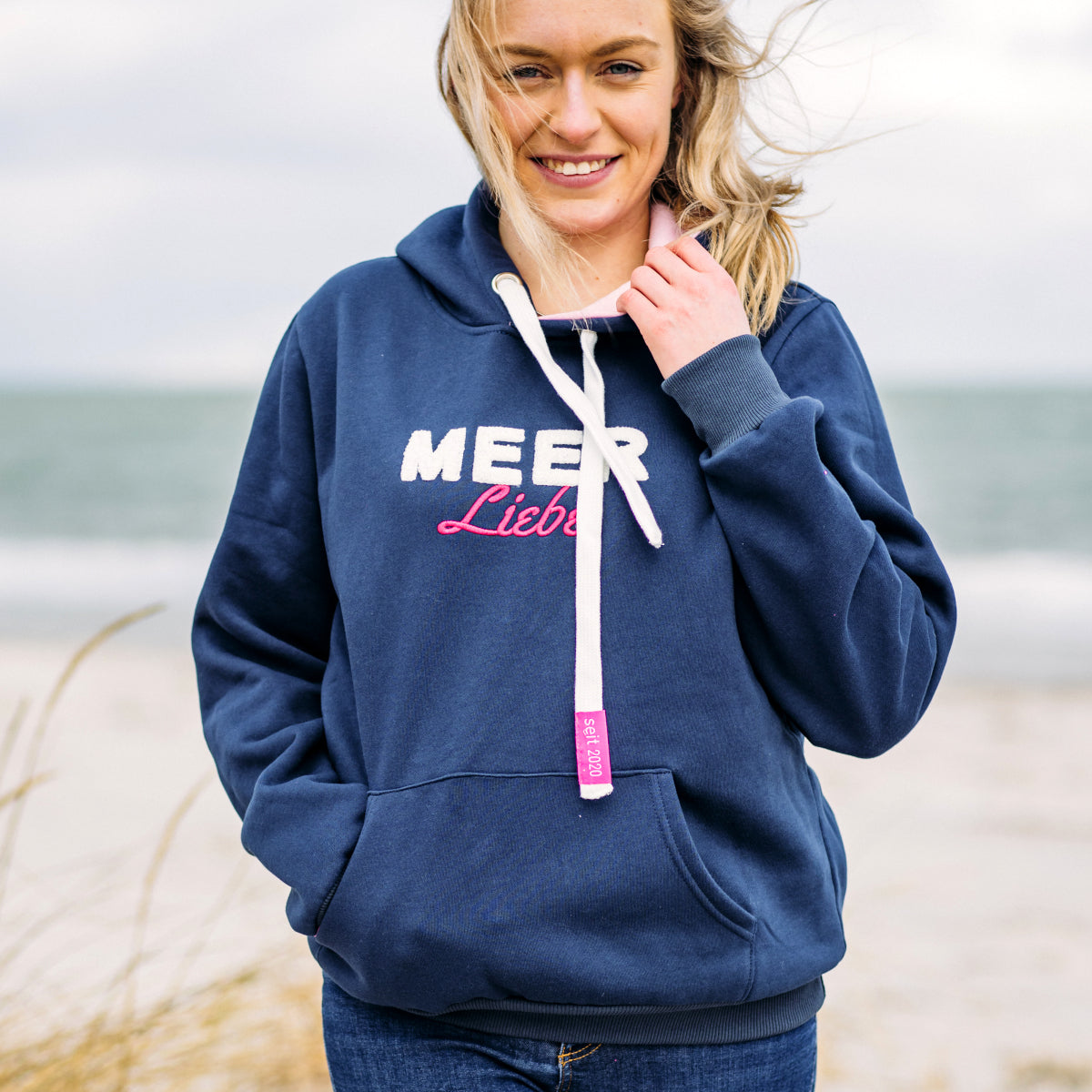 Herzlein® Hoodie "Meerliebe" in Navy Blau