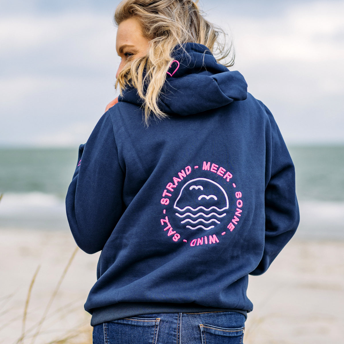Herzlein® Hoodie "Meerliebe" in Navy Blau