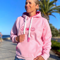 Herzlein® Hoodie in Rosa - PEACE Kapuzenpulli Baumwolle Kapuzenpullover in Rosa und Pink für Damen