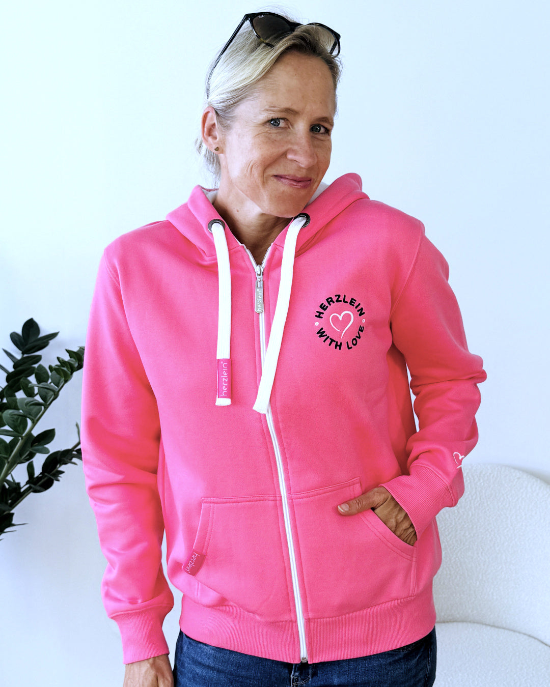 Herzlein® Sweatjacke "Love Hearts" in Pink