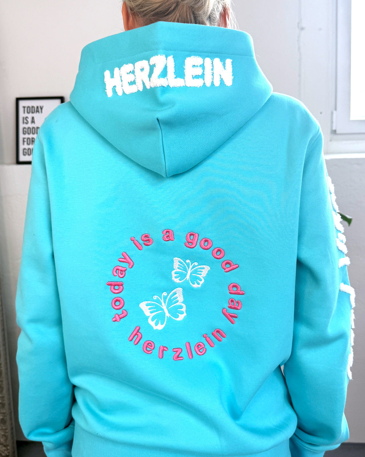 Herzlein® Hoodie "Good Vibes" in Türkis