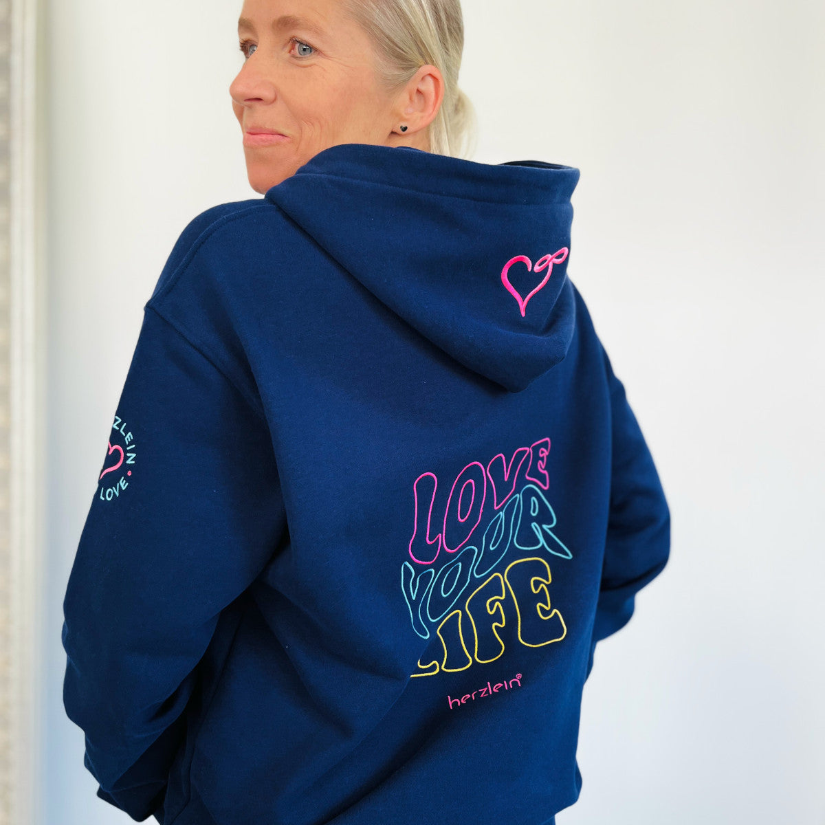 Herzlein® Hoodie "Love your life" in Navy Blau