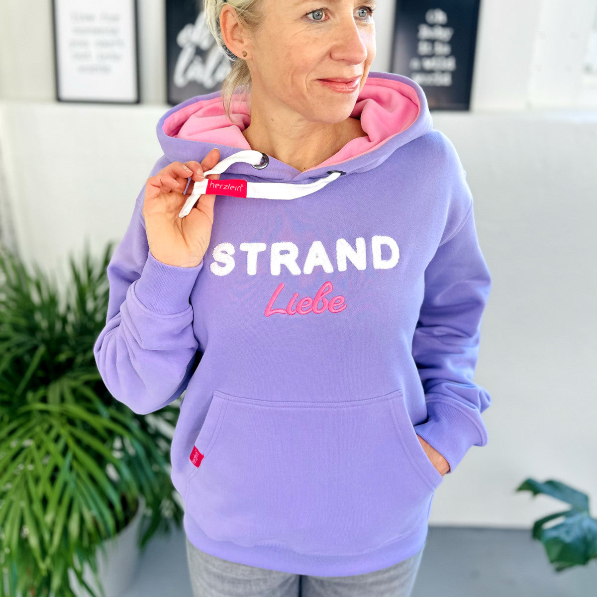 Herzlein® Hoodie "Strandliebe" in Lavendel