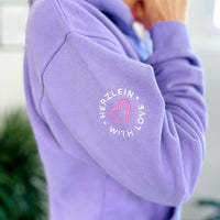 Herzlein Hoodie Srandliebe in Lavendel Kapuzenpullover aus Baumwolle strand und meer
