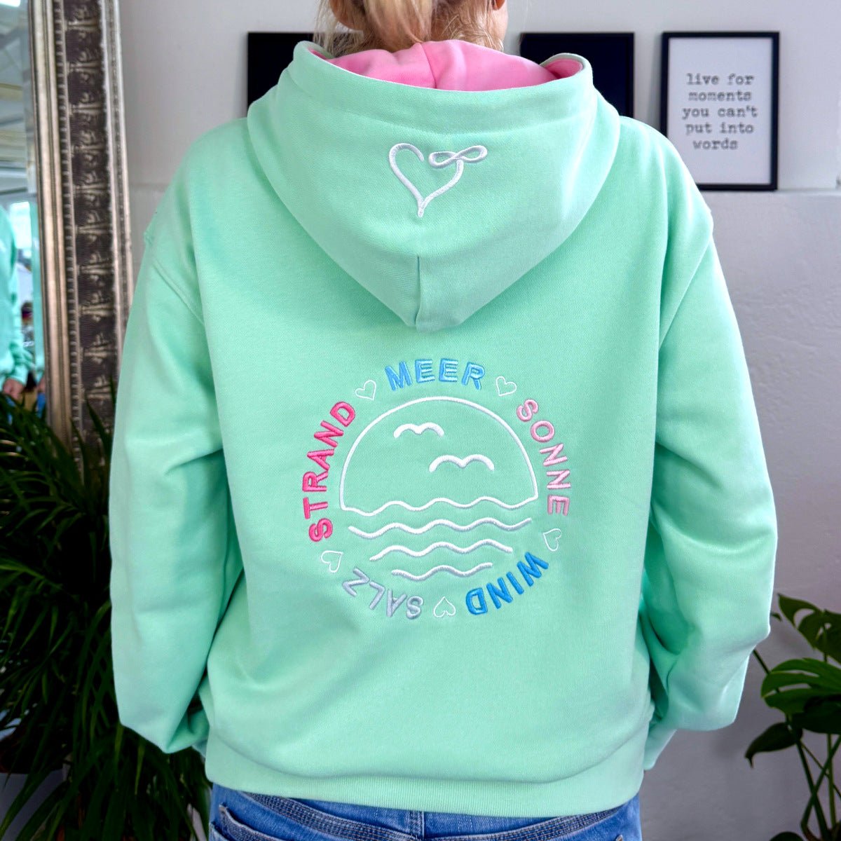 Herzlein® Hoodie "Strandliebe" in Mint