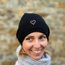 Herzlein® Kaschmir Beanie "Herzchen" in Schwarz