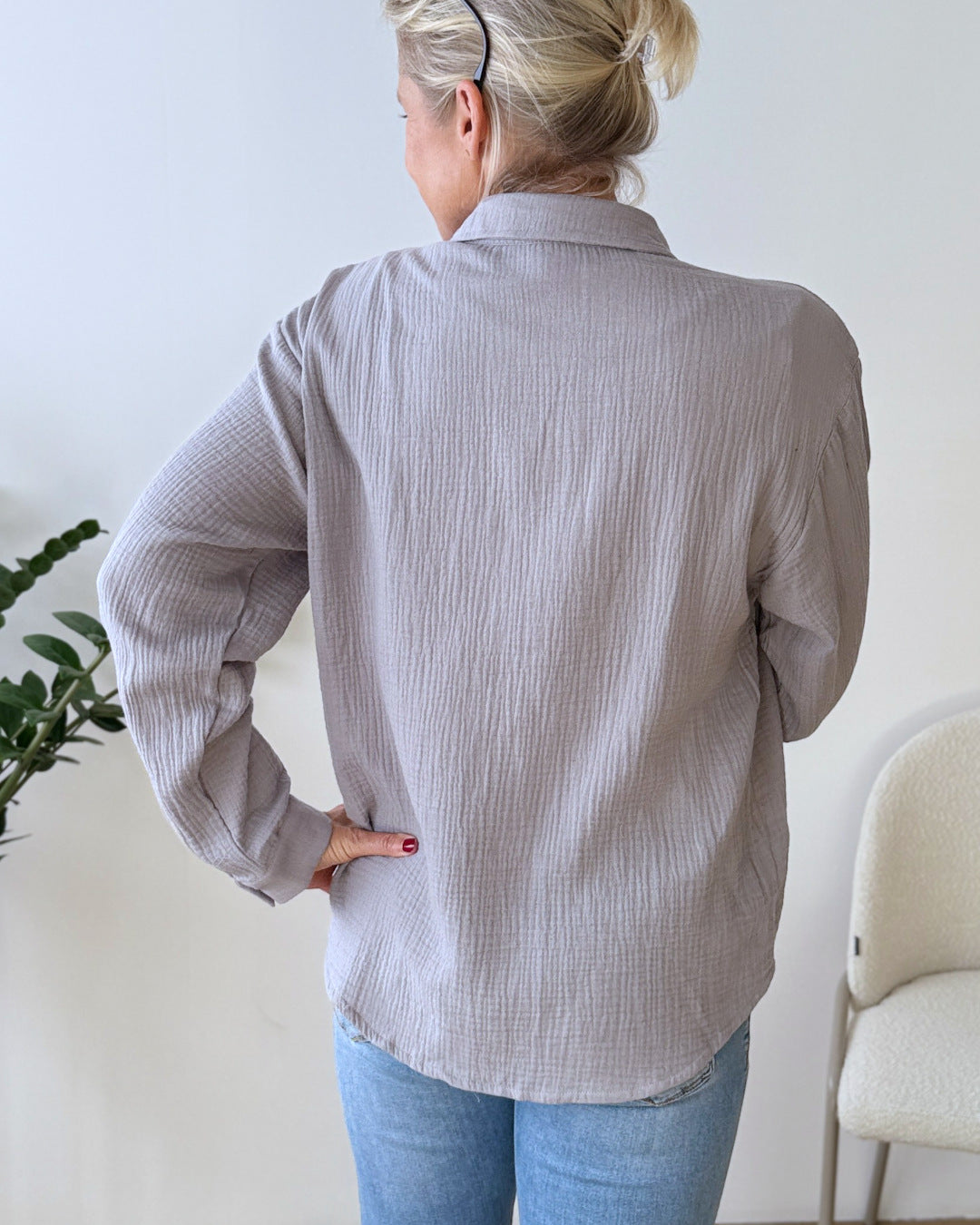 Herzlein® Musselin Bluse "Hibiscus" in Grau