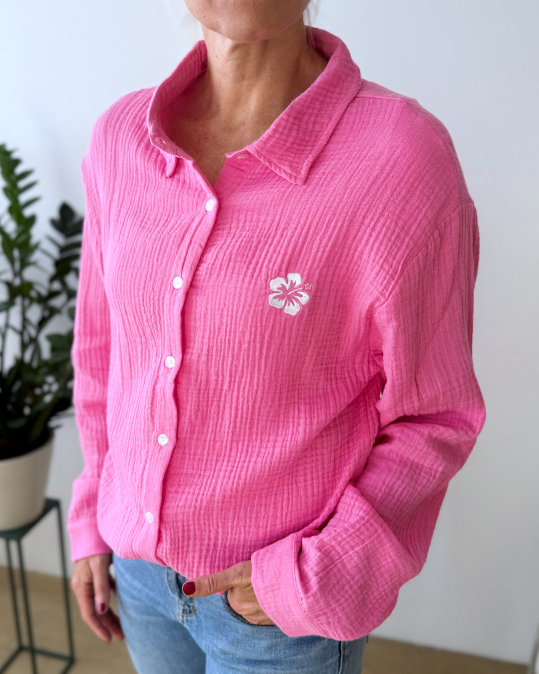 Herzlein® Musselin Bluse "Hibiscus" in Rosa