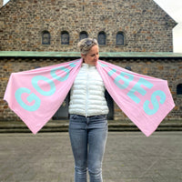 Herzlein® Schal für Damen Damenschal "Good Vibes" Winterschal aus Baumwolle und Viskose in Rosa Mint