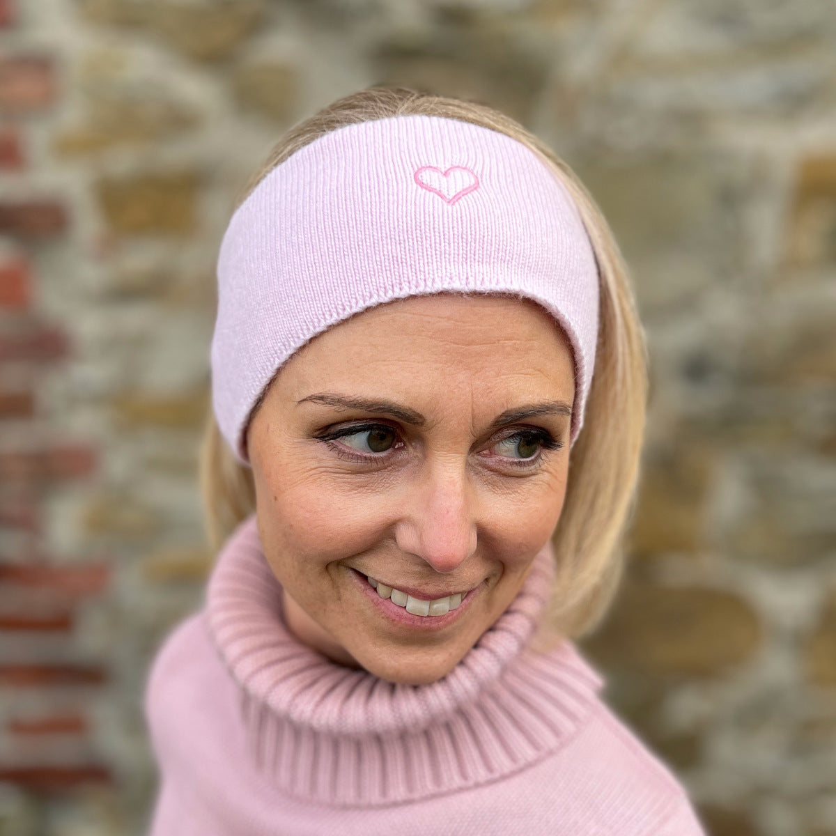 Herzlein® Kaschmir Stirnband "Herzchen" in Alt Rosa