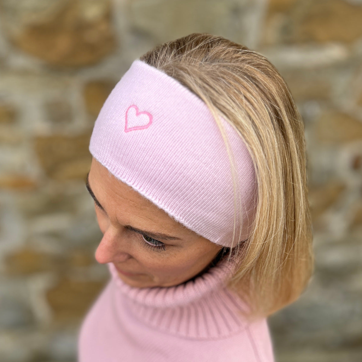 Herzlein® Kaschmir Stirnband "Herzchen" in Alt Rosa