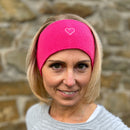 Herzlein Stirnband aus Kaschmir mit edlem Herzchen Stick in der Farbe Pink