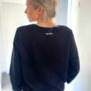 Herzlein® Sweater "BISOUS" aus Baumwolle Pullover für Damen Pulli mit Frottee Stick Bisous in Schwarz