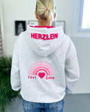 Herzlein® Sweatjacke "Feel Good" in meliertem Hellgrau