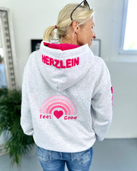 Herzlein® Sweatjacke "Feel Good" in meliertem Hellgrau