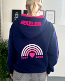 Herzlein® Sweatjacke "Feel Good" in Navy Blau