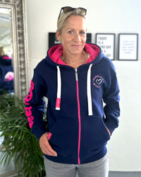 Herzlein® Sweatjacke "Feel Good" in Navy Blau