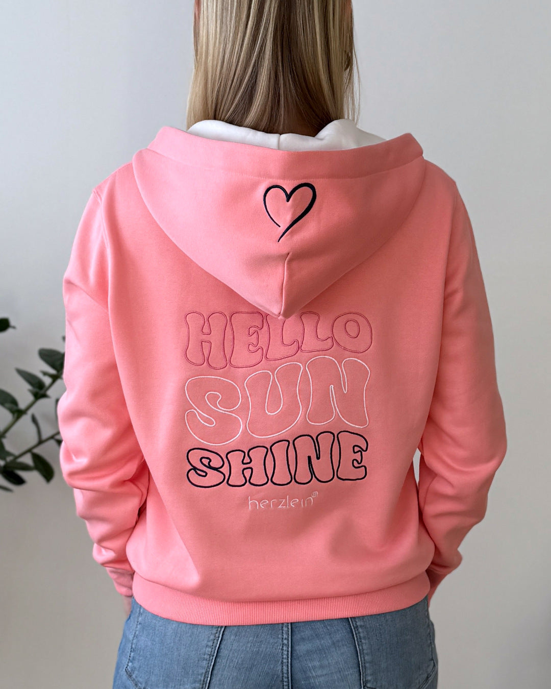 Herzlein® Sweatjacke "Hello Sunshine" in Coral