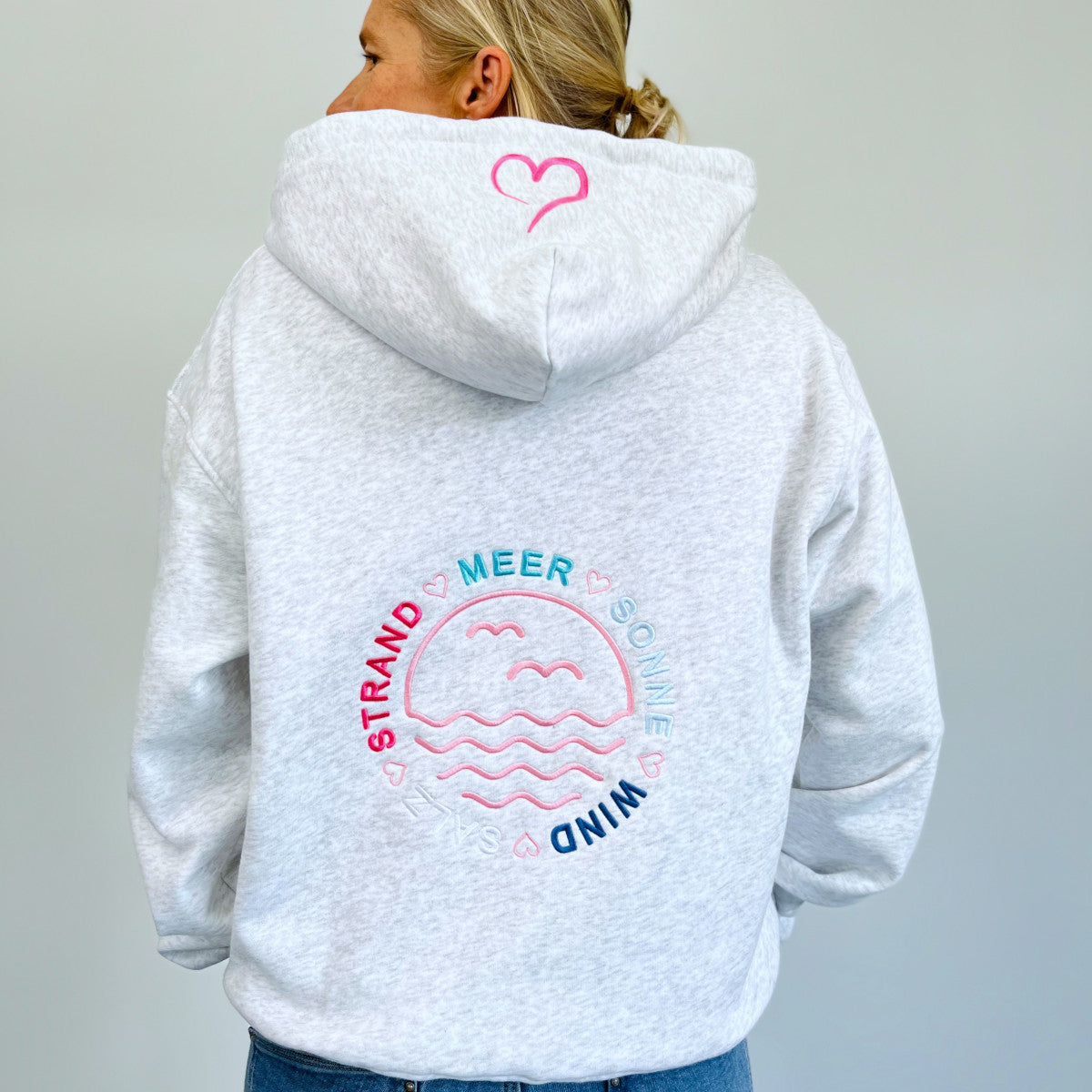 Herzlein® Sweatjacke "MEER geht immer" in Hellgrau meliert