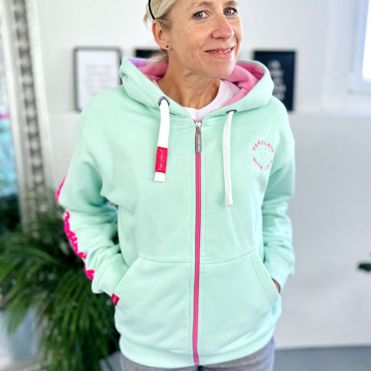 Herzlein® Sweatjacke "Summer Love" in Mint