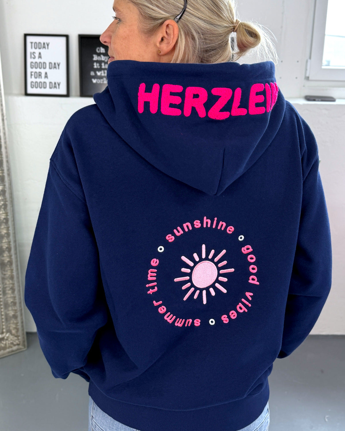 Herzlein® Sweatjacke "Summer Love" in Navy Blau