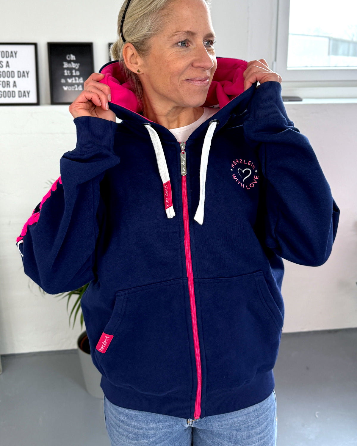 Herzlein® Sweatjacke "Summer Love" in Navy Blau
