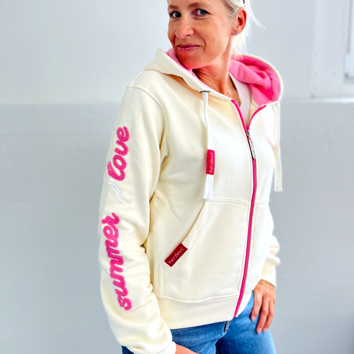 Herzlein® Sweatjacke "Summer Love" in Creme