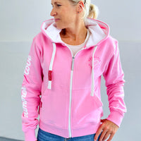 Herzlein Sweatjacke für Damen mit Fleece aus Baumwolle Damenhoodie Summer Love in Rosa
