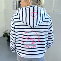 Herzlein® Sweatjacke "Freude" mit Streifen in Weiß