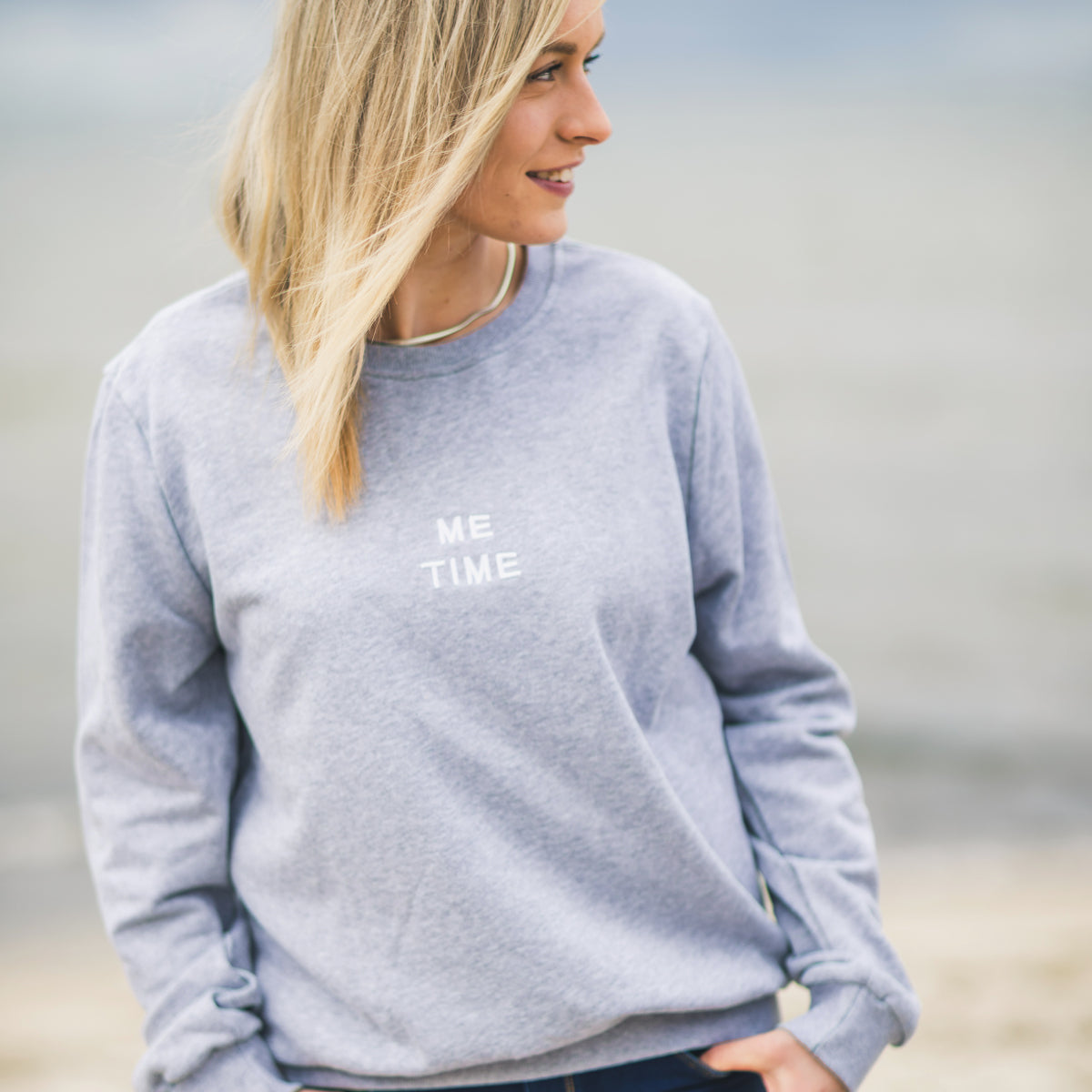 Herzlein® Sweatshirt "ME TIME" in meliertem Grau