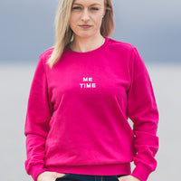 Herzlein® Sweatshirt aus Baumwolle Pullover für Damen Pulli mit Frottee Stick ME TIME in pink