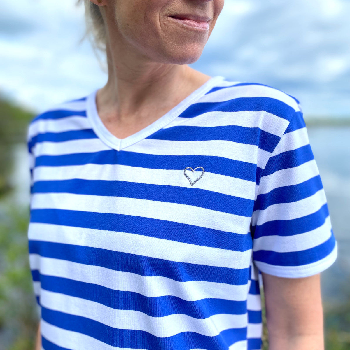 Herzlein® T-Shirt "Leni" gestreift in Blau - Weiß