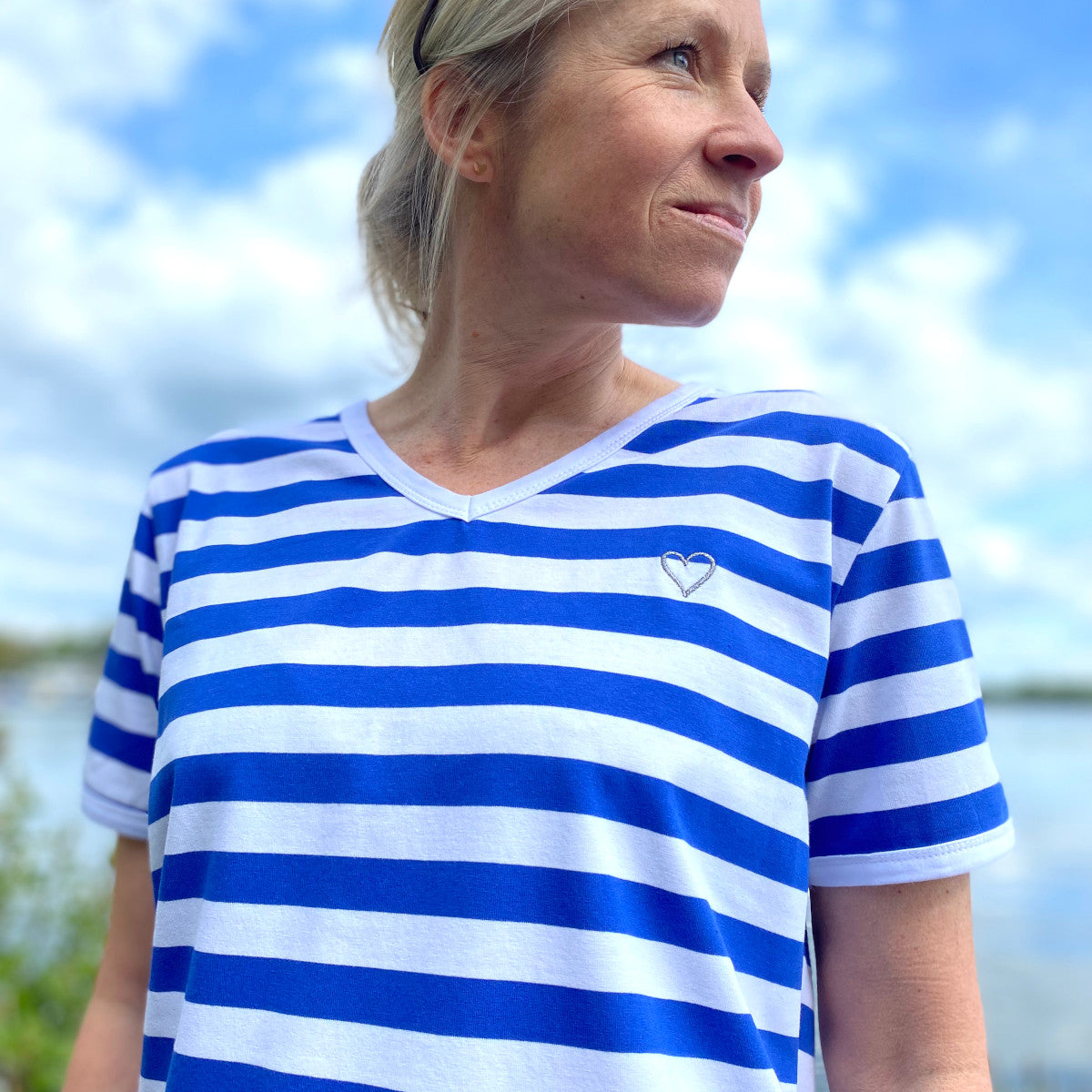 Herzlein® T-Shirt "Leni" gestreift in Blau - Weiß