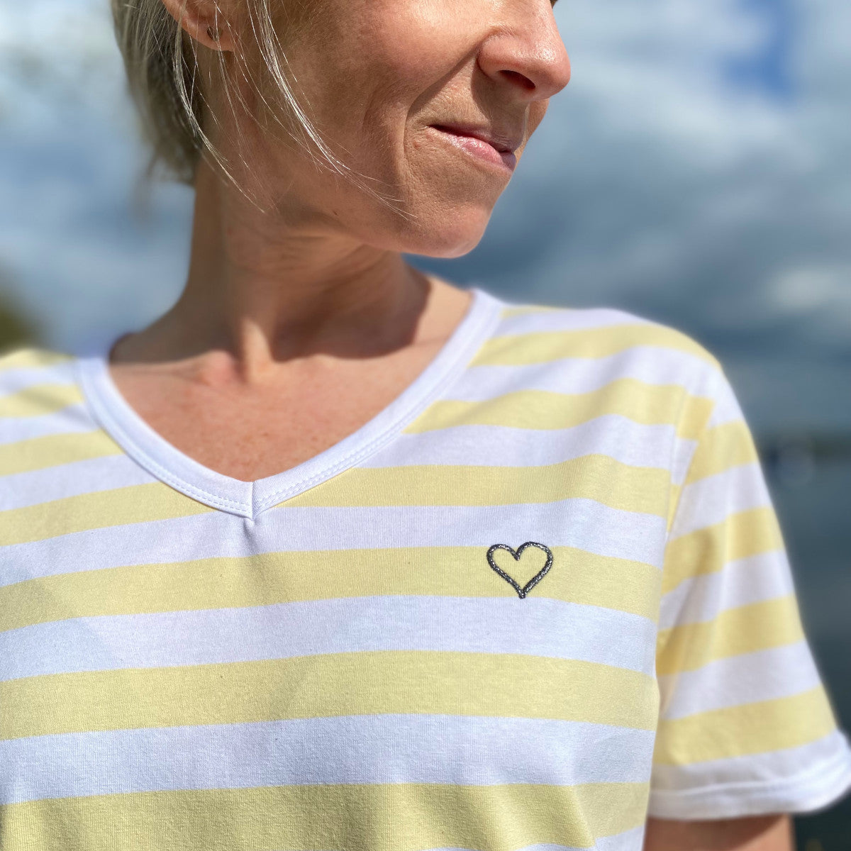 Herzlein® T-Shirt "Leni" gestreift in Gelb - Weiß