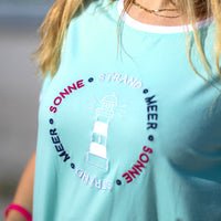 Herzlein T-Shirt Damen aus Baumwolle Strand und Meer in Mint Grün