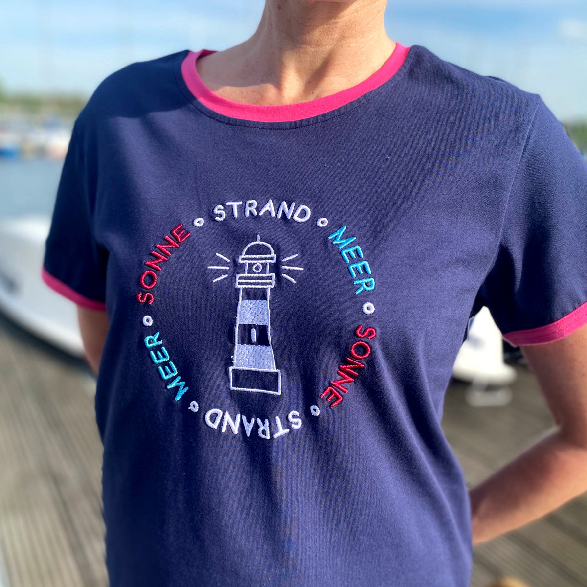 Herzlein® T-Shirt "Leuchtturm" in Navy Blau