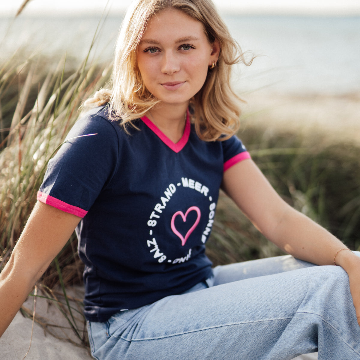 Herzlein® T-Shirt Nina "Strand" in Navy Blau